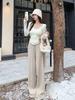 Pure Style Two-Piece Long-Sleeve Ruffle Top: Slim-Fit, Versatile Korean Fashion