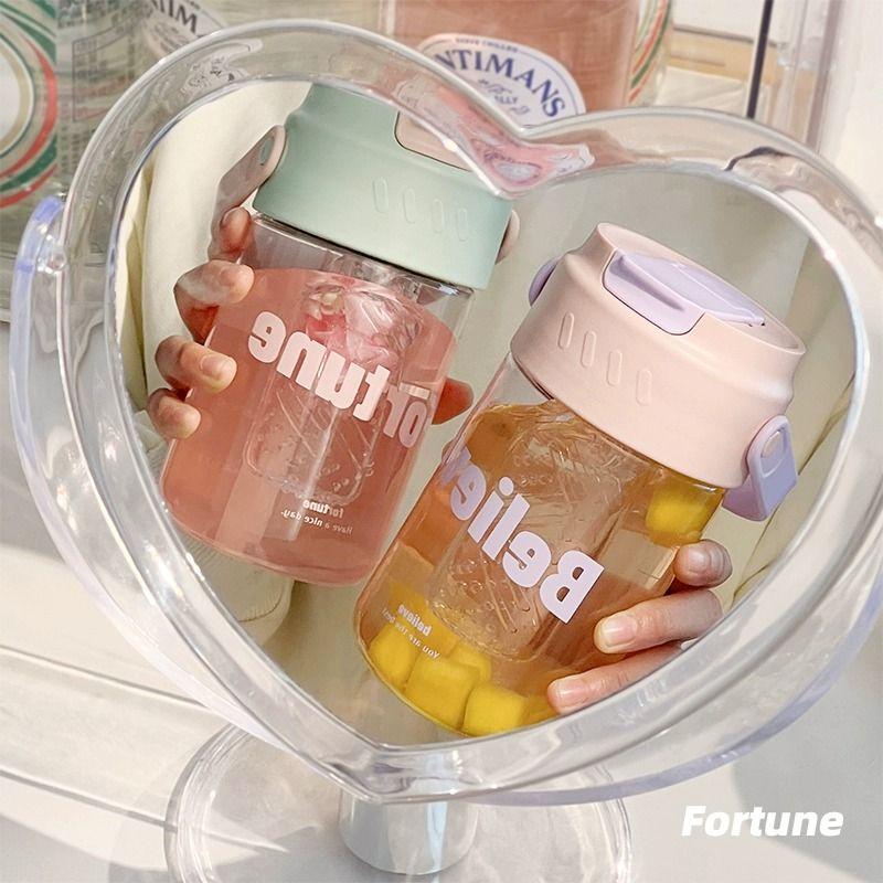 GIANXI Simple Student Water Cup Fitness Cup Straw Cup Plastic Cup Coffee Cup Outdoor Travel Portable Juice Cup Water Bottle