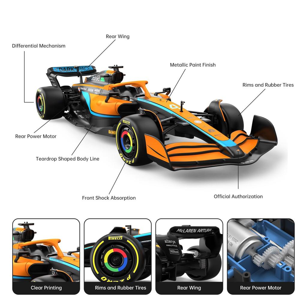 2022 McLaren Equation 1 Racing Car Rastar F1 McLaren MCL 36 Remote Control Model Car Toy, 118