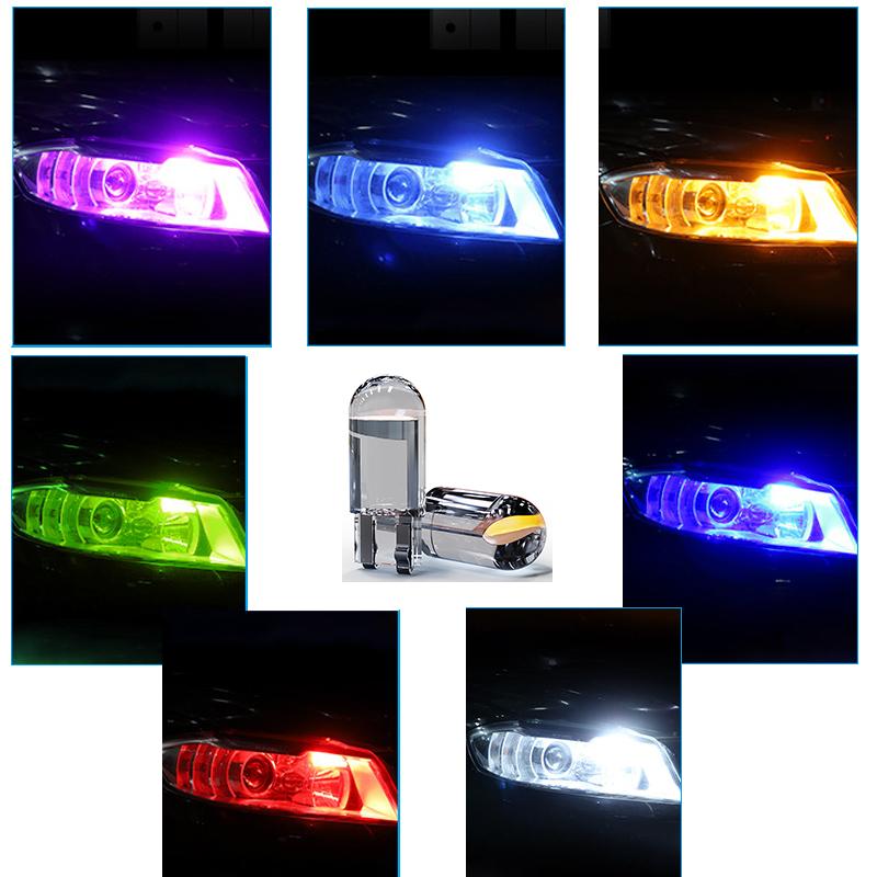 10PCS Car LED COB Bulb T10 W5W Signal Light 12V 7500K White Auto Interior Dome Reading License Plate Lamps Wedge Side Bulbs