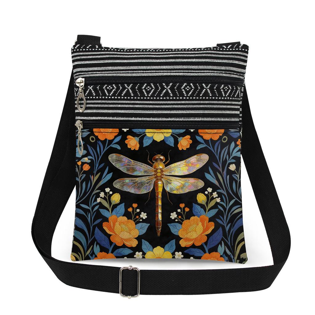 1 Stück Libellen-Print Tragetaschen Damen Schulterhandtaschen Postboten-Tasche 6919 KTB