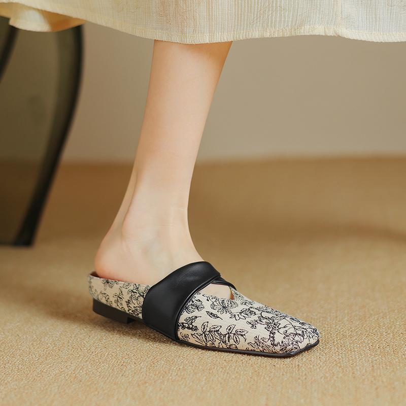 Fashion 2025 New Summer Slippers Square Toe Fashion Hollow Out Sandals Shoes for Women Zapatos De Mujer Ladies Shoes Mesh Mules