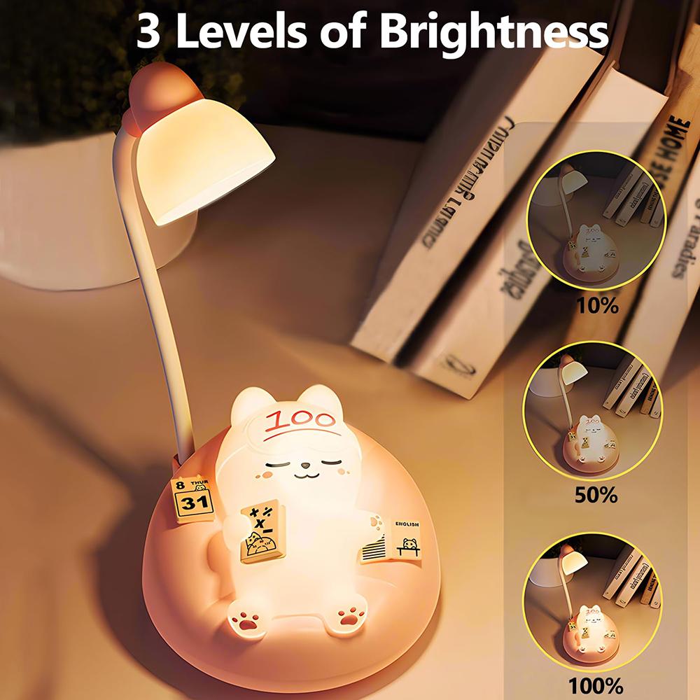 Cute Sleeping Cat Night Light Mini Kitten Table Lamp Kid Birthday Gift Rechargeable Dimmable Nightlight For Room Bedside Bedroom