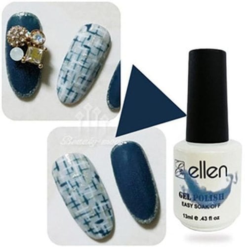 

ellen gel polish BM 042 dark pearl blue nail art