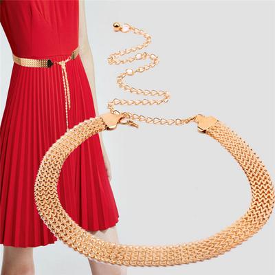 Fashion Wave Metal Waist Chain Belt Gold Buckle Body Chain Dress Belt EMA