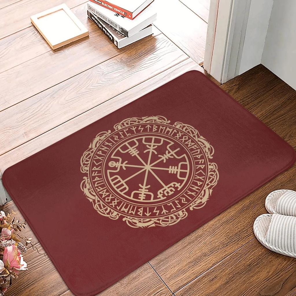 Viking Nordic Celtic Symbol Entrance Door Floor Mat Vikings Tattoo Odins Ravens Carpet Rugs Anti-Slip Waterproof Bathroom Mat