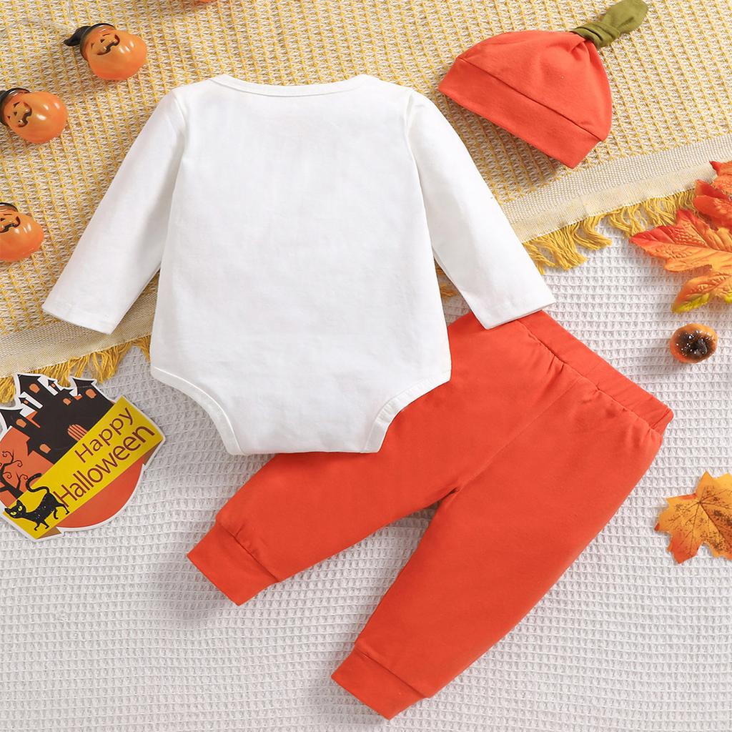 3pcs Baby Cotton Long Sleeve Romper & Pants & Hat Outfit Set with Cute Letter Prints Clothes Set