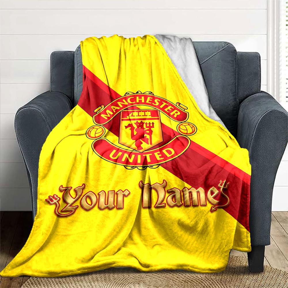 Manchester Personalized Name Blanket Lightweight Customizable Blanket Ultra-Soft Great for Livingroom Chair Couch Picnics All-Season Use