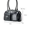[Coboca+] C25412 Synthetic Leather Double Pocket Clear Window Bag, 3 Colors (BlackIvoryPink), Photo Card Storage (Black)