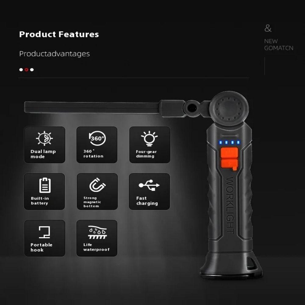 360° Rotation Work Light With Magnet and Hook Garage Repair Inspection Lamp  Outdoor Camping