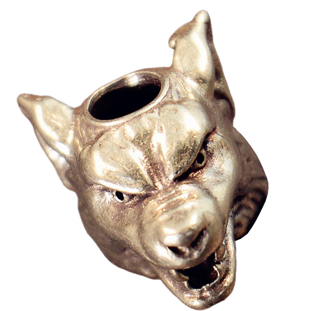 Handcrafted Brass Wolf Head Charm for Paracord or Keychain Jewelry Accessories Stylish Outdoor Enthusiast Accessory