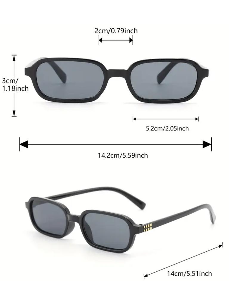 6Pcs Stylish Rectangular Frames Eyeglasses Set with Rice Nail Decoration Stylish Popular Color Suitable for Holiday Gifts