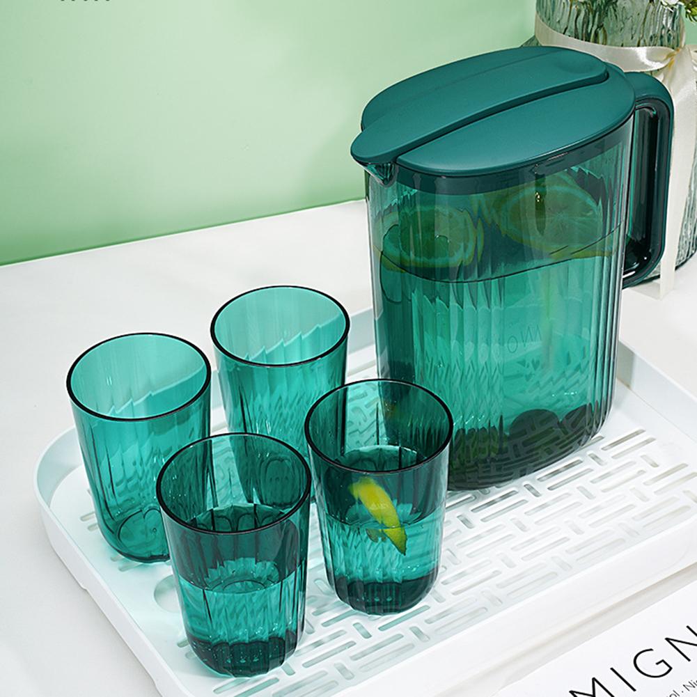 2.2L Large Capacity Cold Kettle Household Light Luxury Fruit Tea Drinking Bottle with 4 Cups Heat Resistant Beverage Bucket