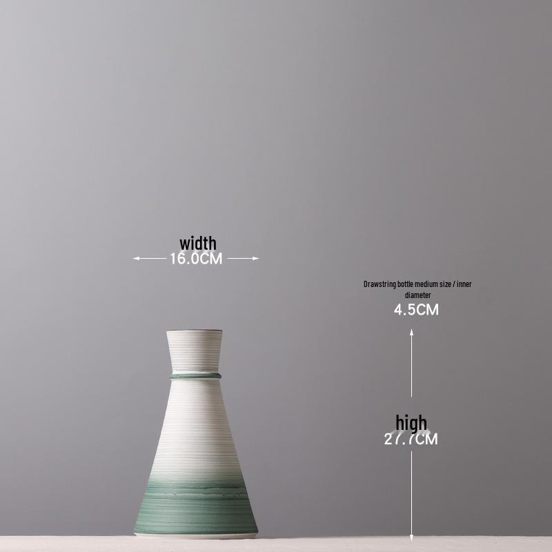 Moderní minimalistická zelená gradientní keramická váza - Stolní ozdoba s úzkým hrdlem pro vitrínu
