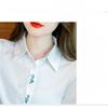Women's Blue Shirt Autumn New Style Versatile Embroidered White Shirt Long Sleeve Top