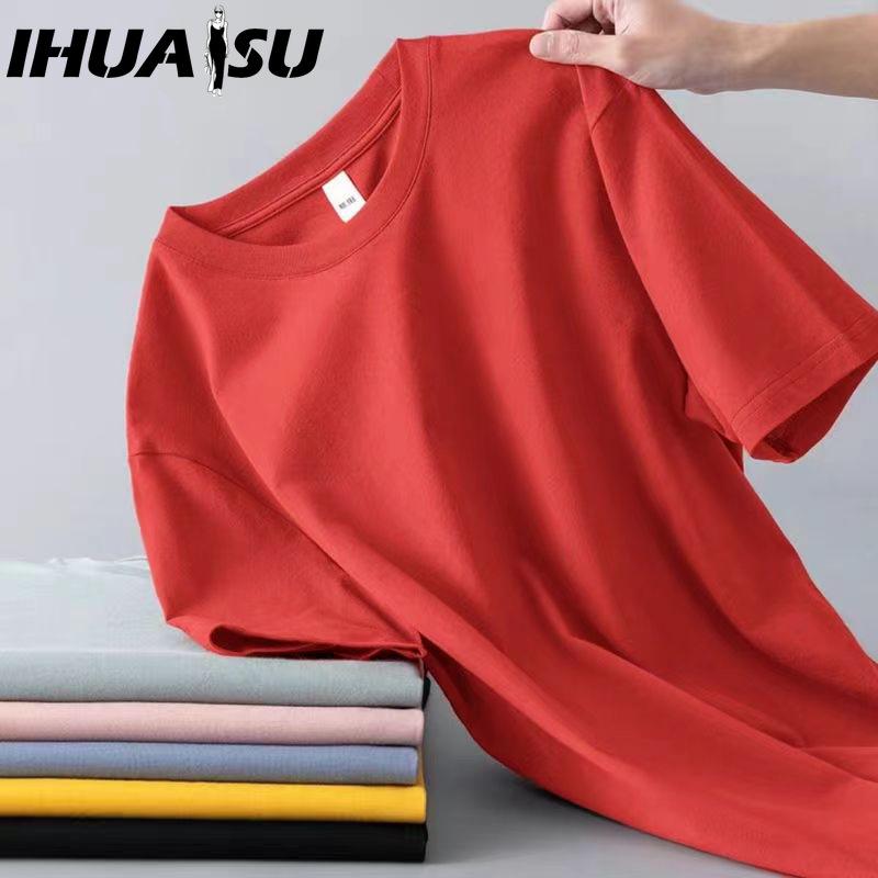 IHUASU Bavlněné tričko s krátkým rukávem Pánská móda Košile s volným polovičním rukávem Košile s potiskem