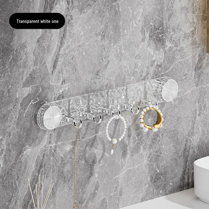 Rotating Suction Cup Fishing Hook Hanger - No-Drill, Strong Load-Bearing, Water Ripple Design, Bathroom/Toilet Door Wall Storage Rack