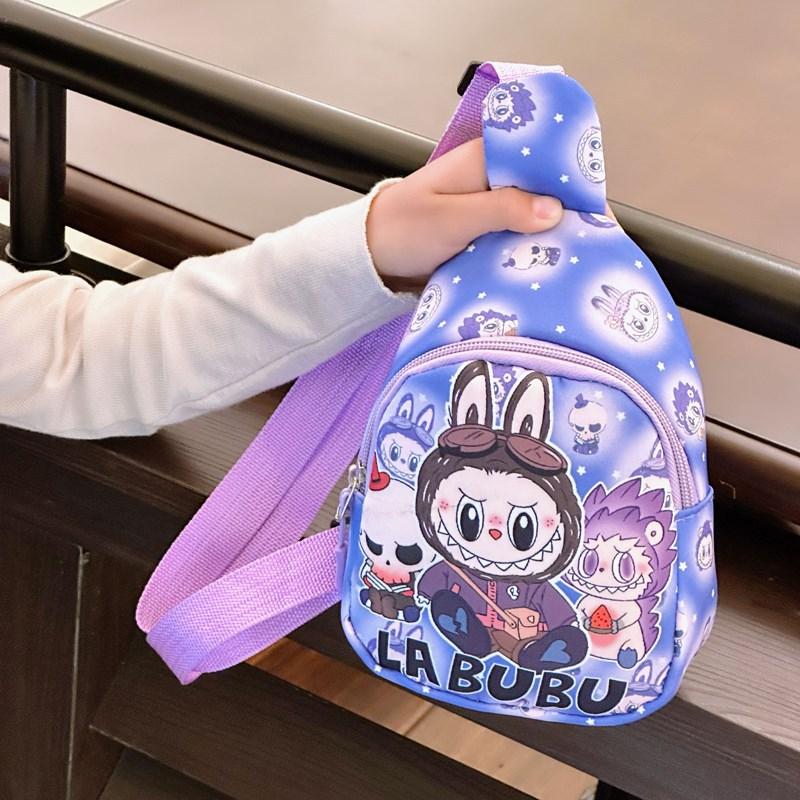 School Bag Labubu Children's Bag Love Cartoon Chest Bag Change Small Bag One Shoulder Oblique