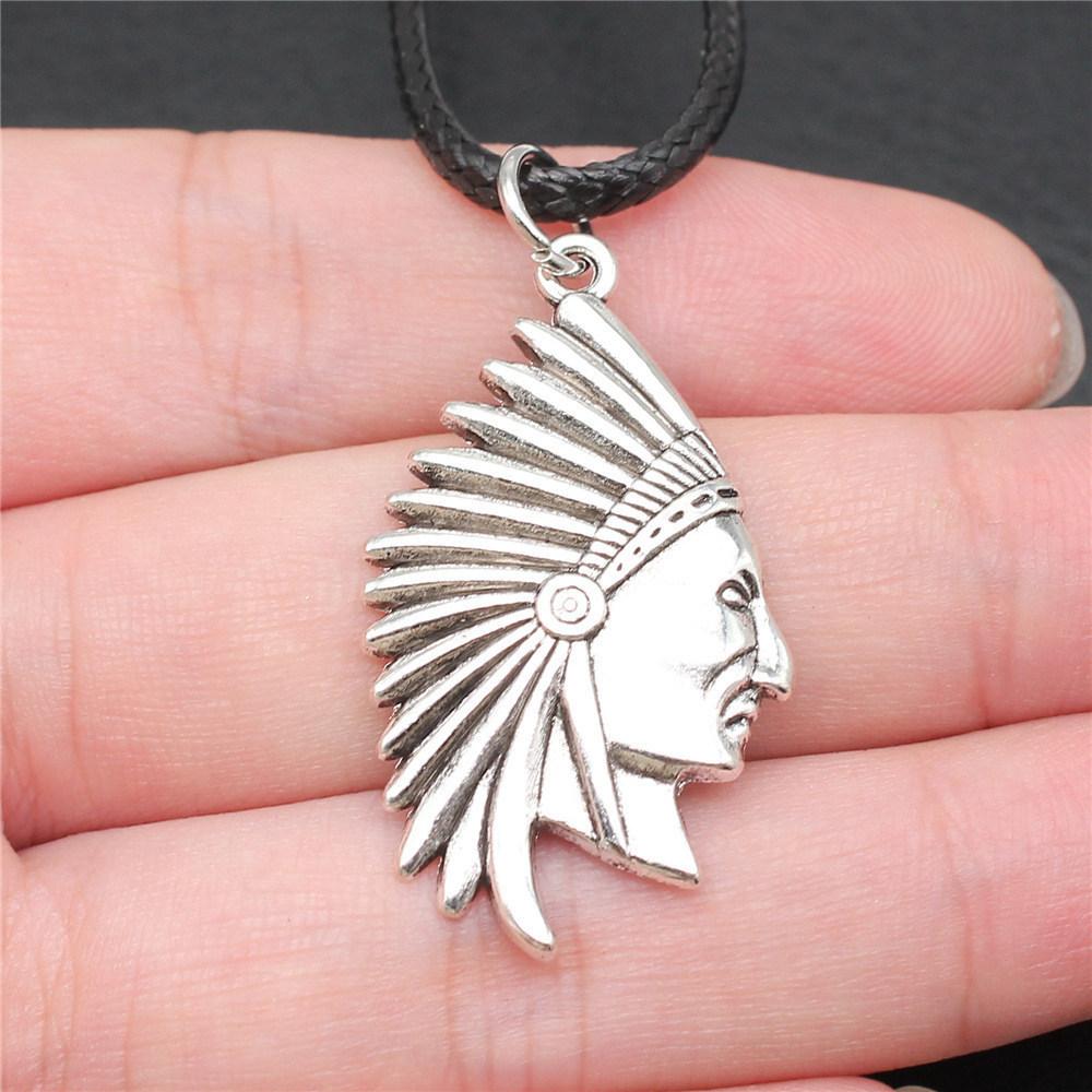 45cm Necklace Leather Chain Big Chief Pharaoh Buddhism Minimalist Jewelry Components QN015