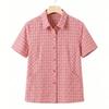 Women's Plaid Cotton Short-Sleeve Cardigan Shirt