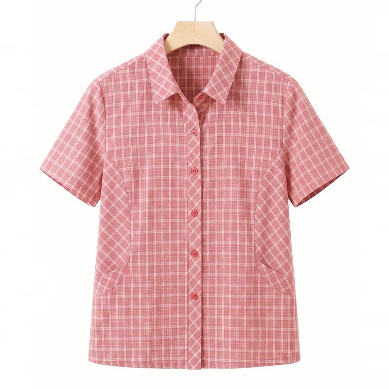 Women's Plaid Cotton Short-Sleeve Cardigan Shirt