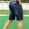 Herren-Jeans-Shorts, zerrissene Jeans-Shorts im Used-Look mit gebrochenem Loch, zerrissene, dehnbare Jeans im Used-Look