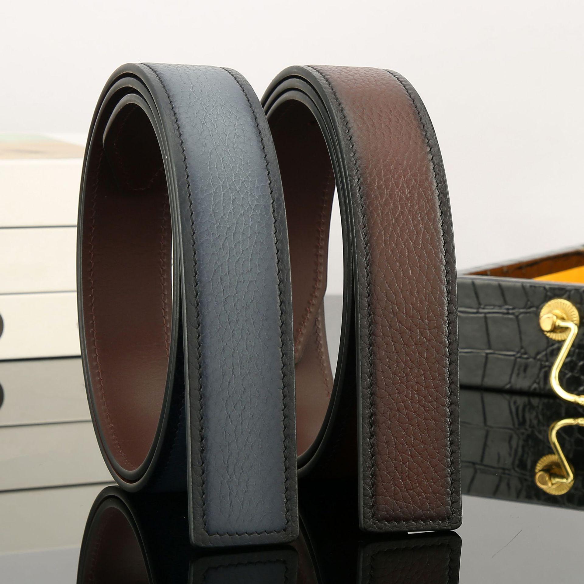 

Handmade Double-Sided 3.5cm Top Layer Cowhide Belt 125 cm красный