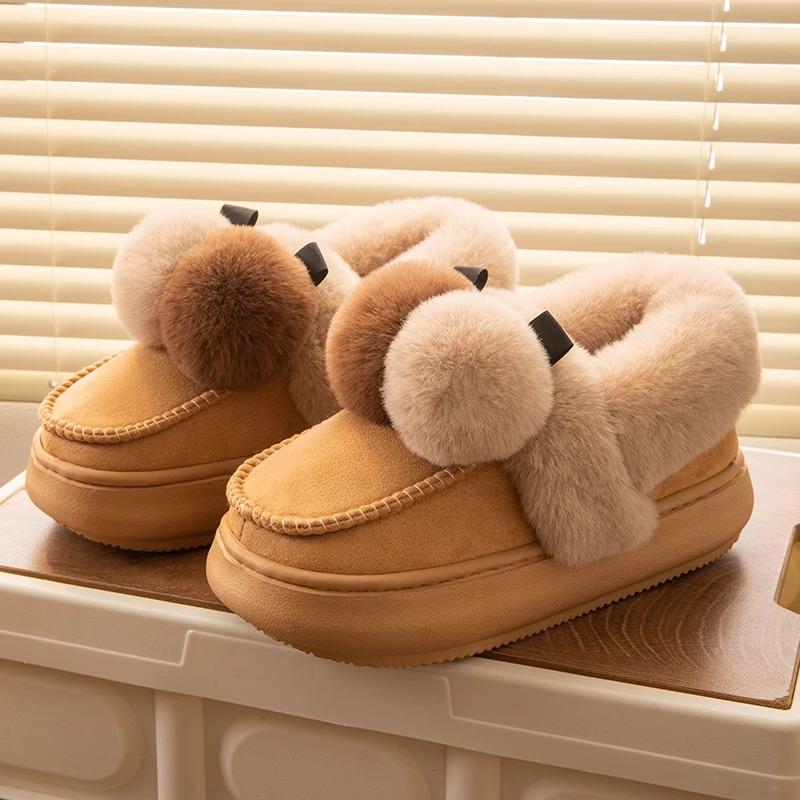 Cotton Slippers Bag Heel Outer Wear Fleece Thickened Indoor Home Non-slip Thick Sole Warm Plush Cotton Shoes