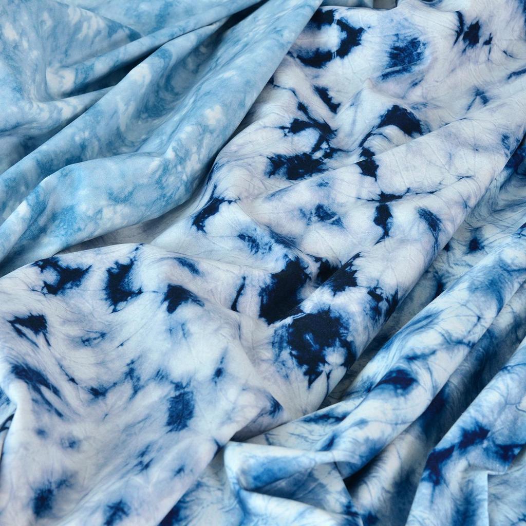 Indigo Dyed Handmade Pure Cotton Tie-Dye Fabric for Tablecloths, Curtains & Creative Decor.