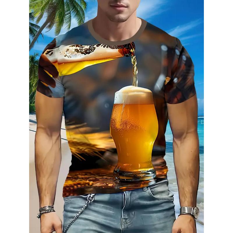 T-shirt da uomo a maniche corte con girocollo e stampa 3D, taglie forti, T-shirt casual estiva