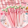 Strawberry-colored erasable pen for students, creative blue magic twist pen, cute and feminine gel pen