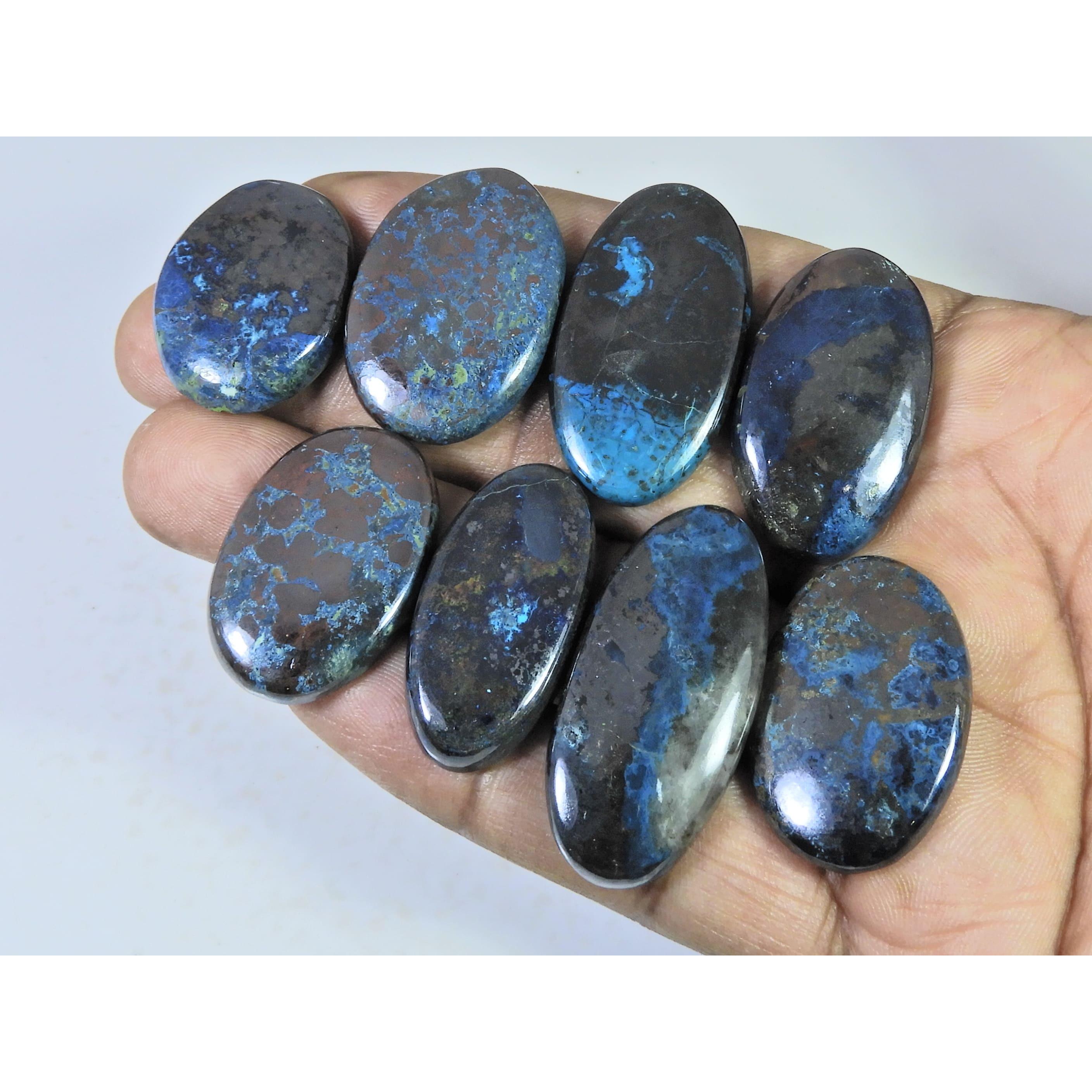 

08Pcs Natural Chrysocolla Oval Shape Cabochon Loose Gemstone 370Cts. Lot C-1976