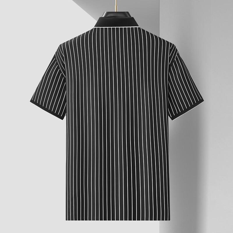 Polo a righe con scollo a V da uomo taglie forti