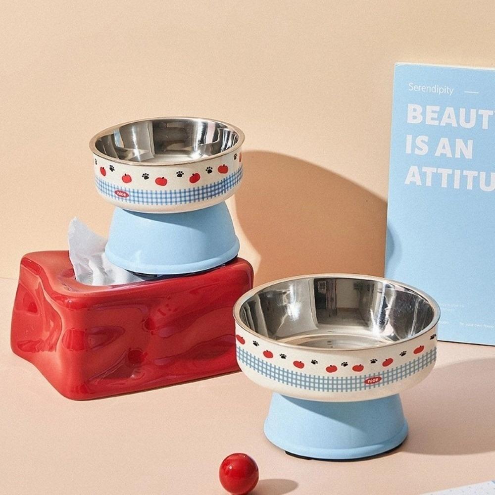 Neck-protecting Pet High-foot Bowl Colorful Cats Feeder Bowl Cute Cat Bowl