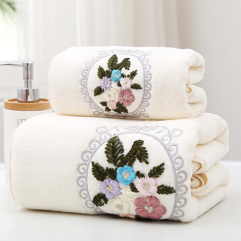 Floral Towel Soft and Absorbent Household Bath Towel, Bathroom Bath Towel, Face Towel, Washcloth,  Bathing, Seaside Bath Towel