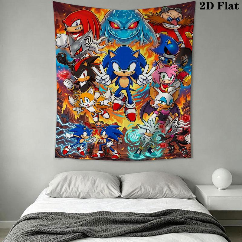 Hedgehog Sonic Burst Wall Hanging Printed Fabric Blanket Decorative Tapestries for Bedroom Living Room Home Decor