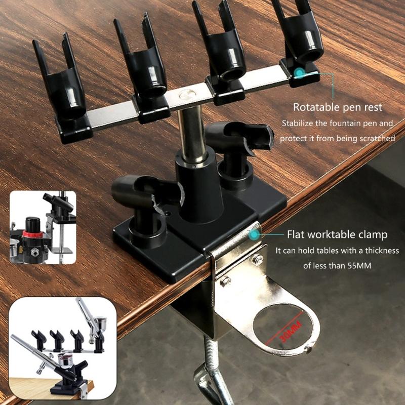 Drehbarer Sprühpistolen-Ständer Halter Halterung für 6 Pinsel Legierung Kunststoff Konstruktion Wesentliches Werkzeug für Modellbau-Enthusiasten