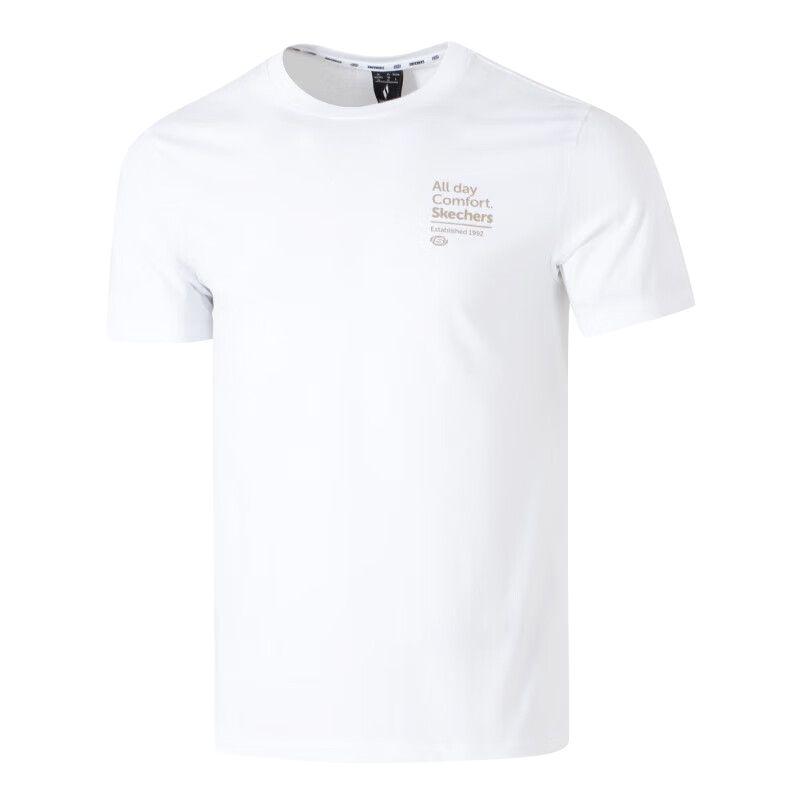 Skechers Sports Alliance Series Casual Fashion Versatile Short Sleeve T-Shirt Unisex Tops Bright-White FHL224U041A-0019 L