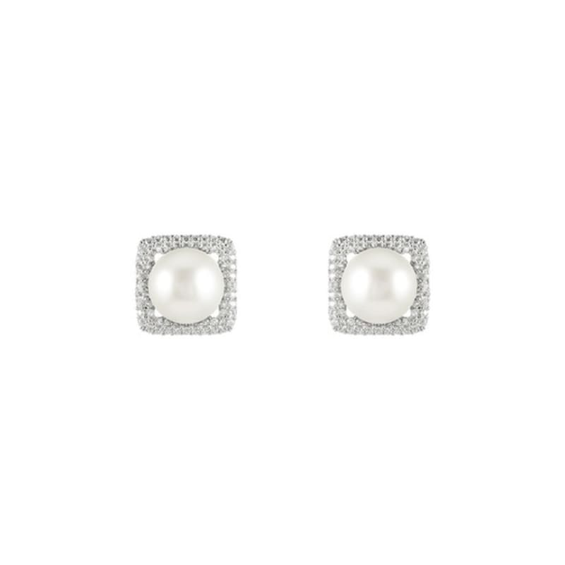

JYDDM 925 Modern Square Pearl Earrings SILVER