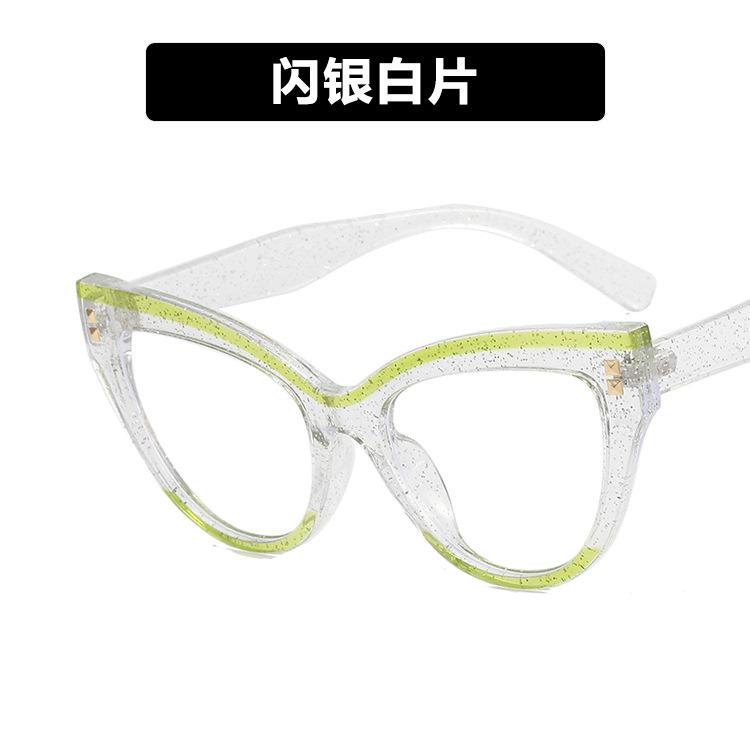 

Очки Cat Eye Rivet Black And White Panda Flat Glasses Frame Anti-Blue Light Glasses Frame Retro As shown in the picture