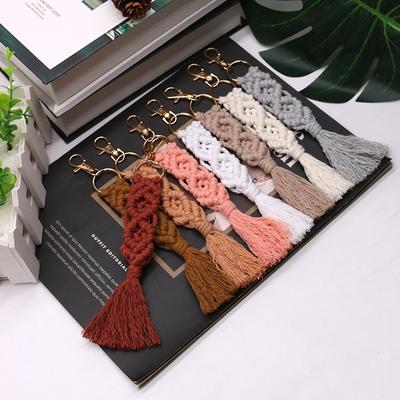 Chaveiro trançado estilo boho em macramê com cordão de garra de lagosta, pulseira, chaveiros, cordão, chaveiro, alça, acessórios femininos