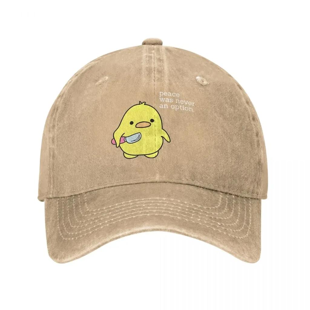 Peace Was Never An Option Duck Baseball Cap Vintage Distressed Washed Cartoon Headwear for Unisex Women Running Golf Fit Hats Cap