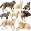 4Pcs Realistic Wolf Figures Jungle Animal Model Toy Decors Early Educational Toy
