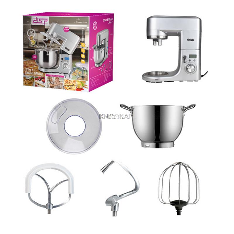Multifunctional High-Power 10L Stainless Steel Chef Machine, Bread And Butter Mixer And Noodle Machine Egg Cream Beater 220V