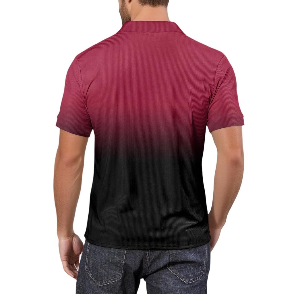 Moda Hombre Top Estampado Cuello en V Manga Corta Camiseta de Golf