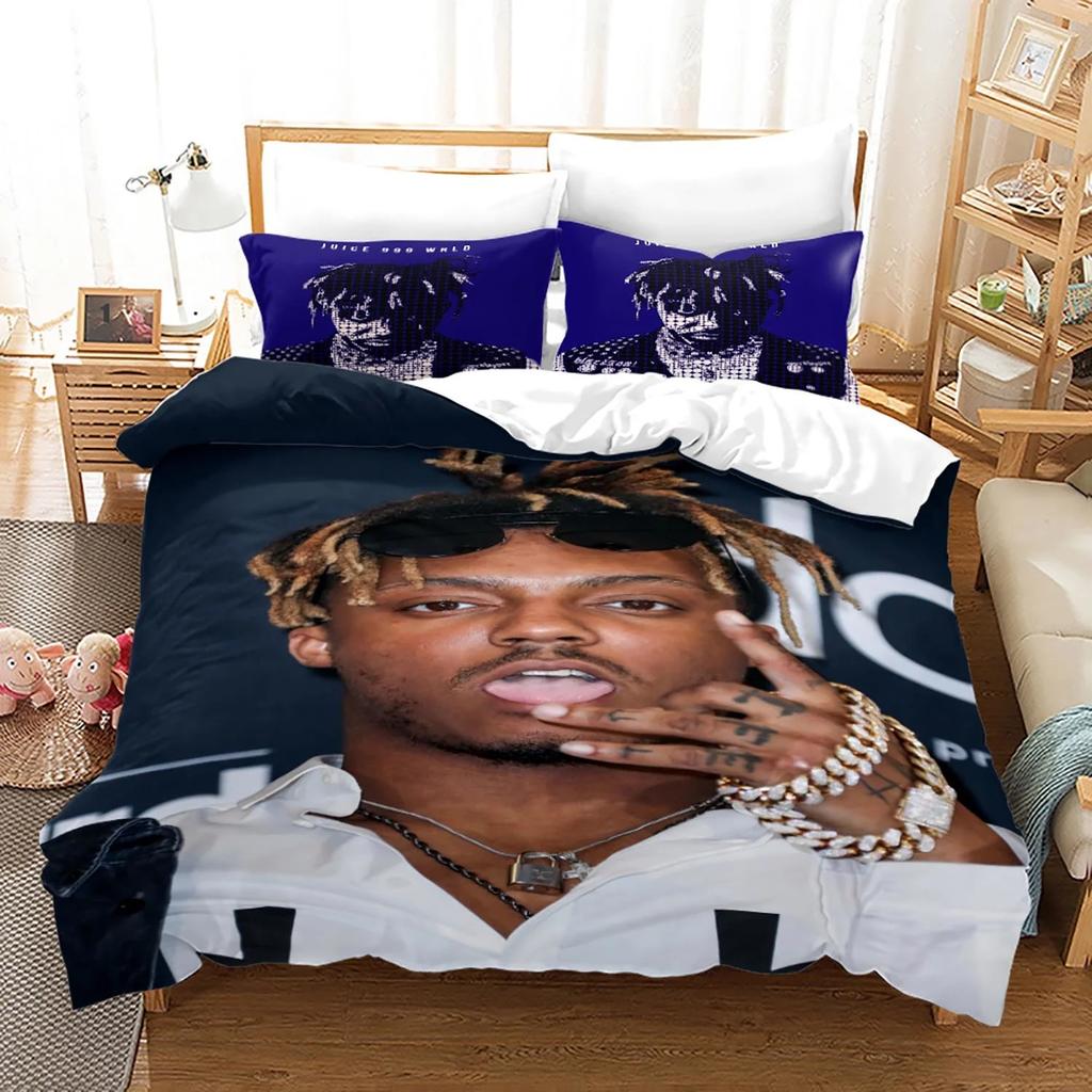 New Juice Wrld Bedding Set Single Twin Full Queen King Size Stars Juice Wrld Bed Set Aldult Kid Bedroom Duvetcover Sets 3D 018