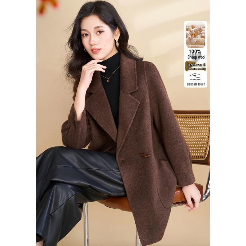 

Ke Bei Er Women s Sophisticated Double-Faced Wool Blend Coat L