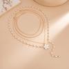Drip Oil Metal Stacked Necklace Beads Multi Layered Stacked Collarbone Chain Y2K Flower Pendant Cross Necklace Set Women