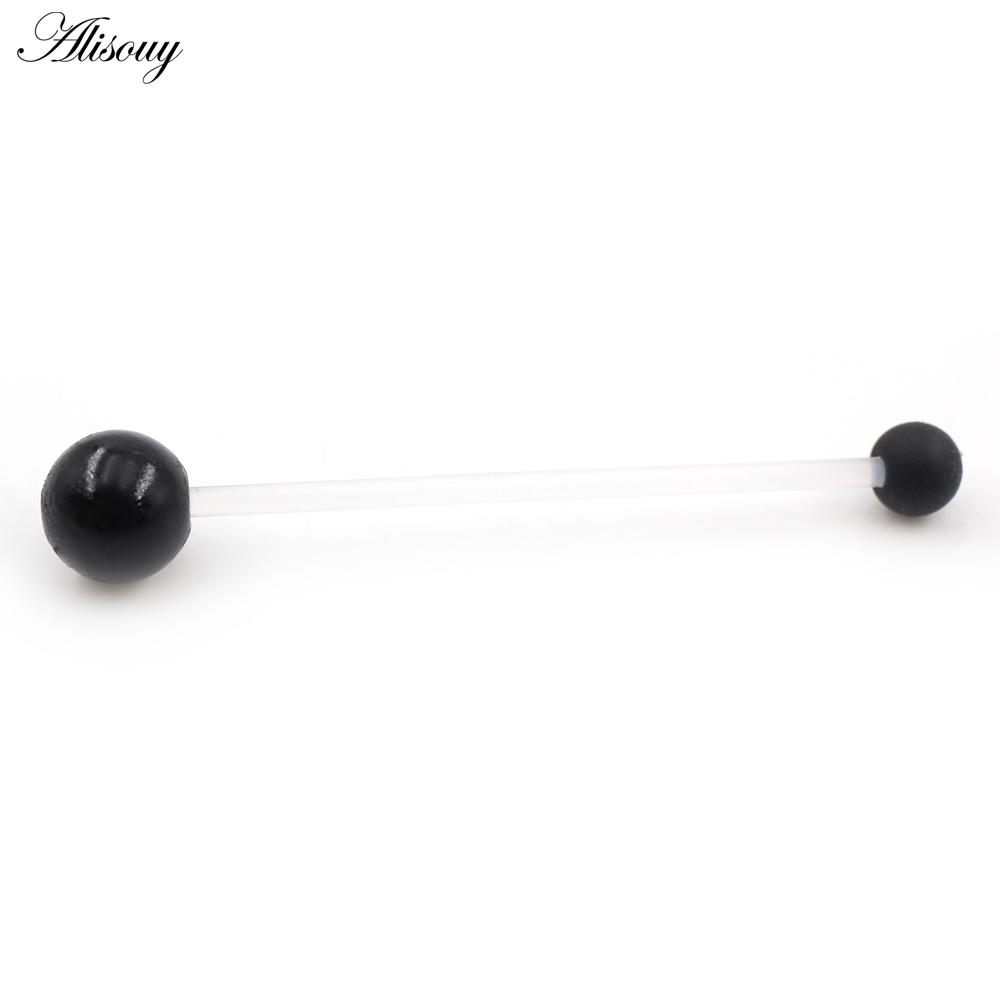 Alisouy 2PCS Candy Color Rubber Ball Women Men Long Industrial Barbell Ear Tragus Helix Cartilage Captive Stud Piercing Earrings