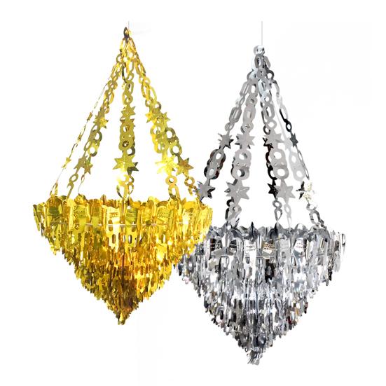Iridescent Chandelier Hanging Decoration Shiny Clear Foil Ceiling Ornament for Bridal